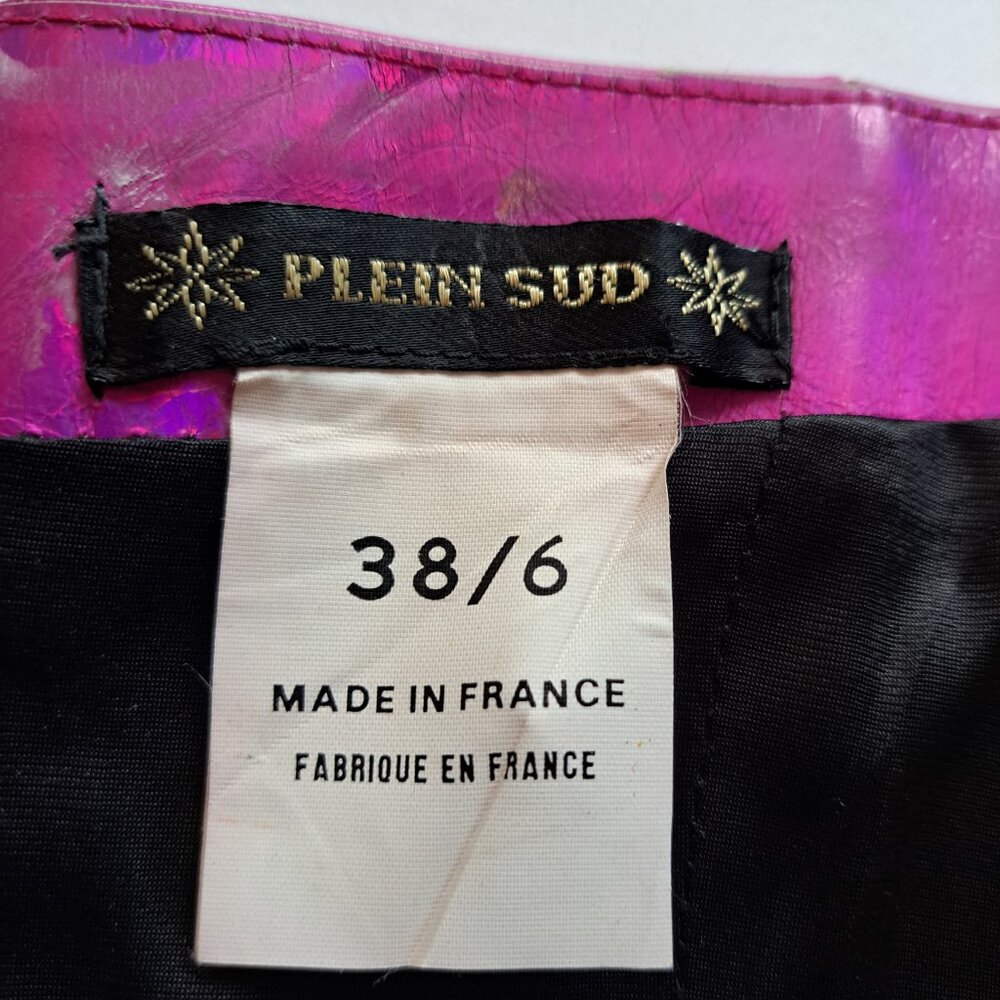 Plein Sud neon hot pink metallic genuine leather corset top Size 38 / XS - Picture 12 of 16